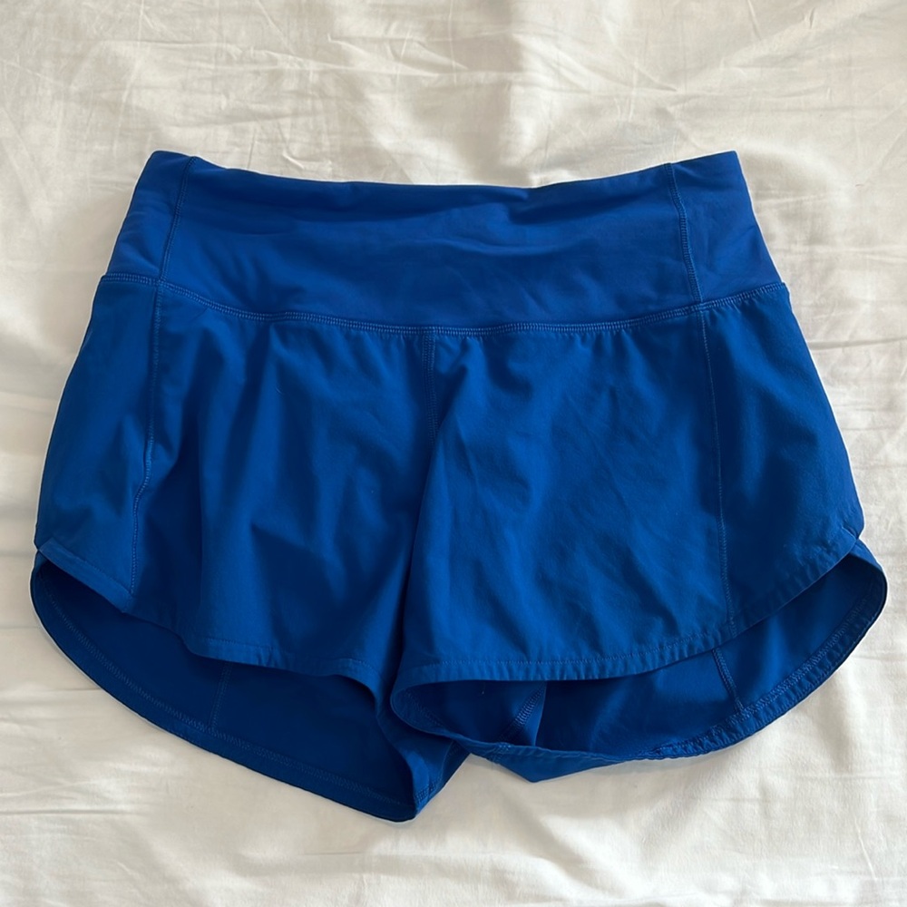 RARE Lululemon speed up shorts in electric blue